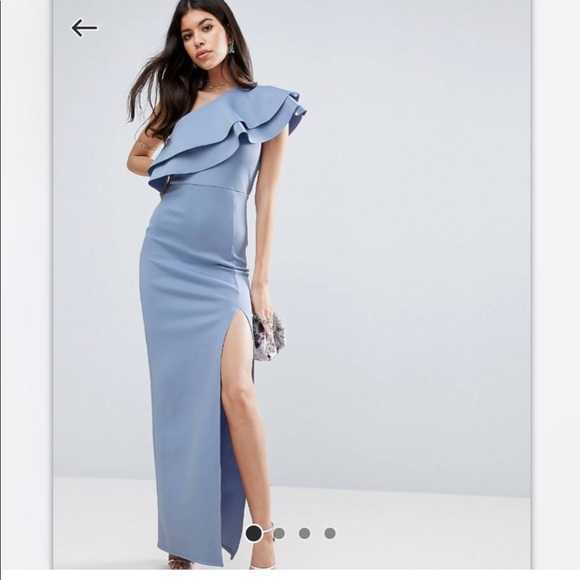 Blue maxi ruffle cocktail dress - Picture 2 of 3